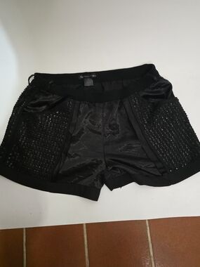 Caribbean Queen Black Sequin Satin Shorts